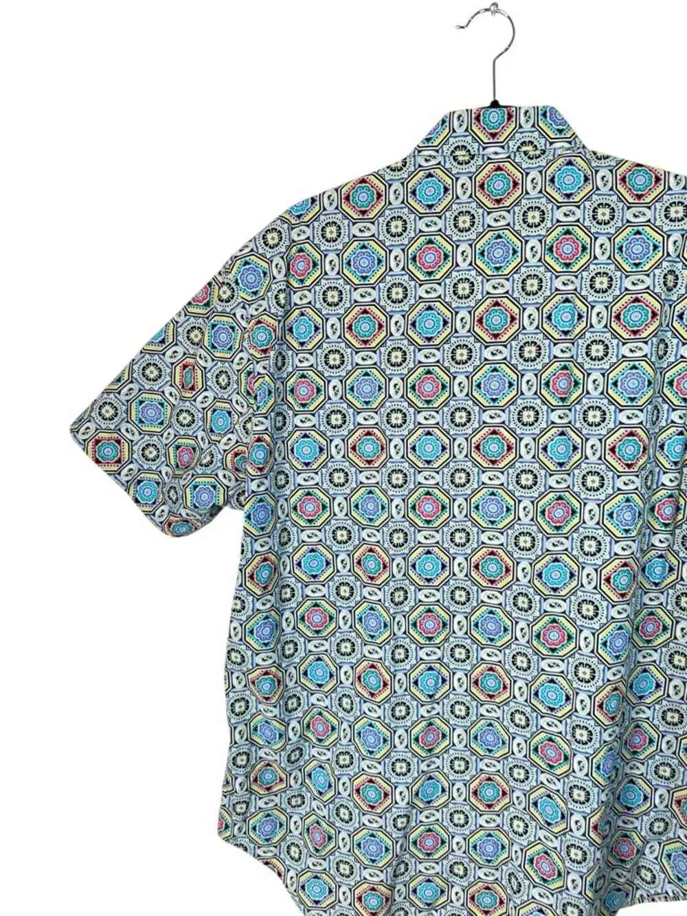 Robert Graham Blue Multi Geo Print Button Up Shirt Short Sleeve Large Luxury XL